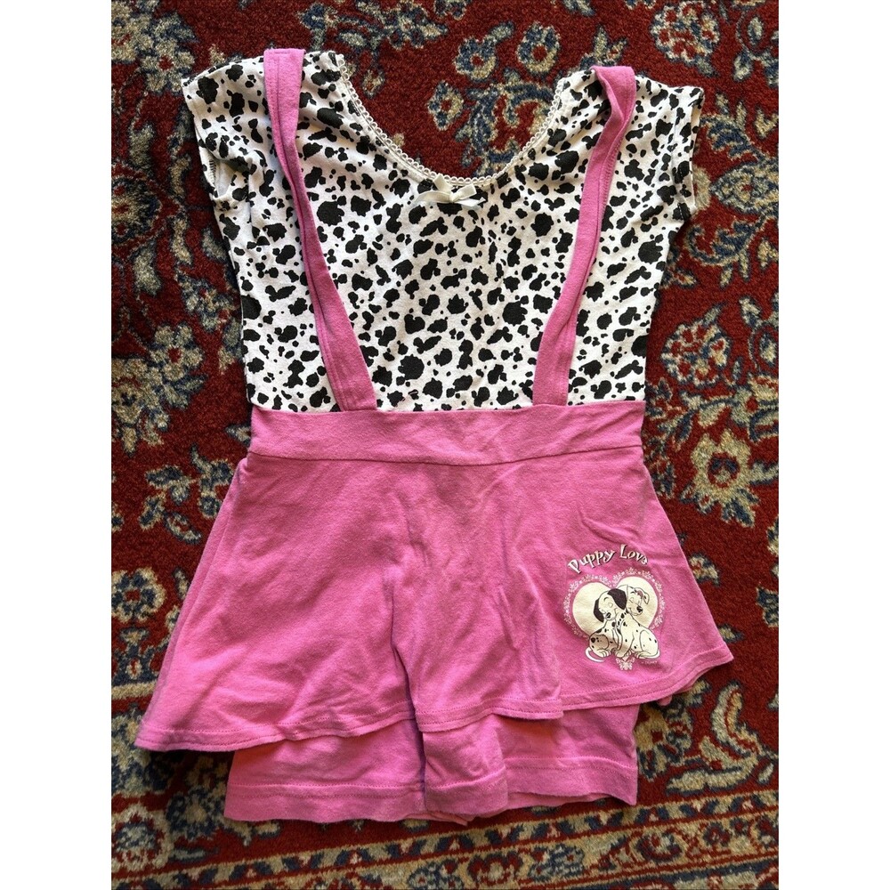 Disney 101 Dalmations Leotard Shorts Skirt Girls Vintage 90’s Pink